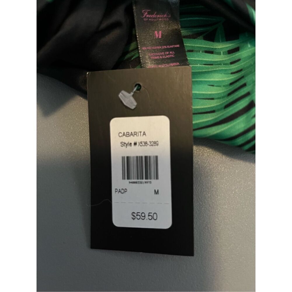 Frederick’s of Hollywood Cabarita One Piece Black Tropical Swimsuit M New - Picture 4 of 5